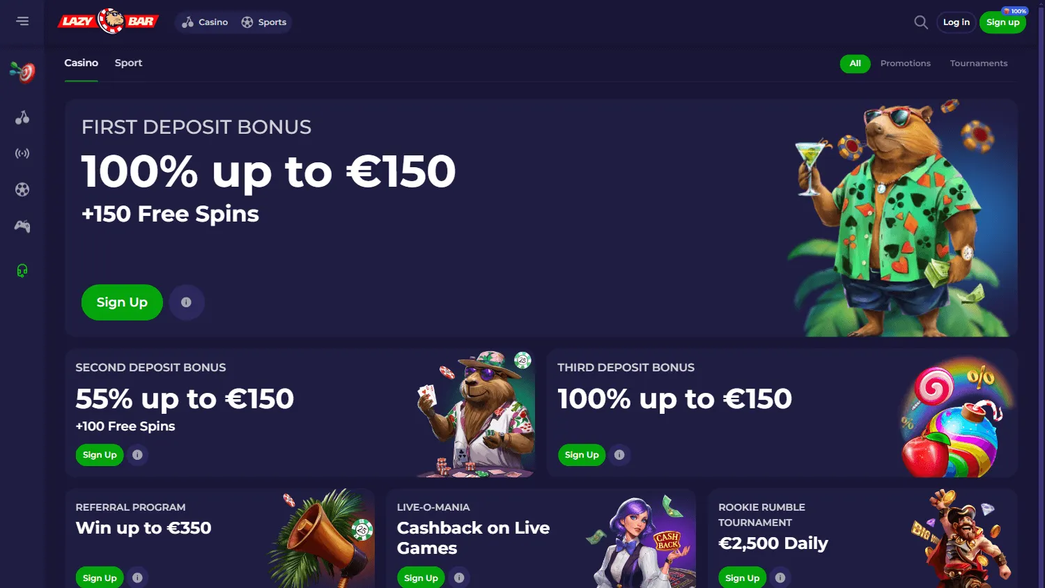 Lazybar Casino promotions for Australian players on desktop